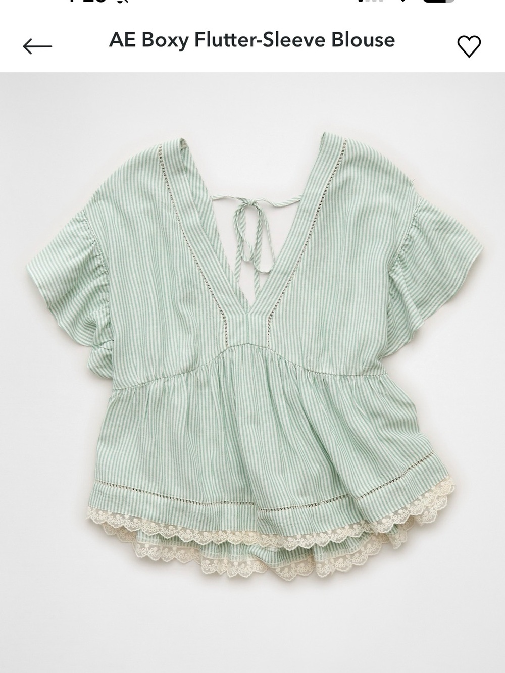 NWT American Eagle Boxy Flutter-Sleeve Blouse